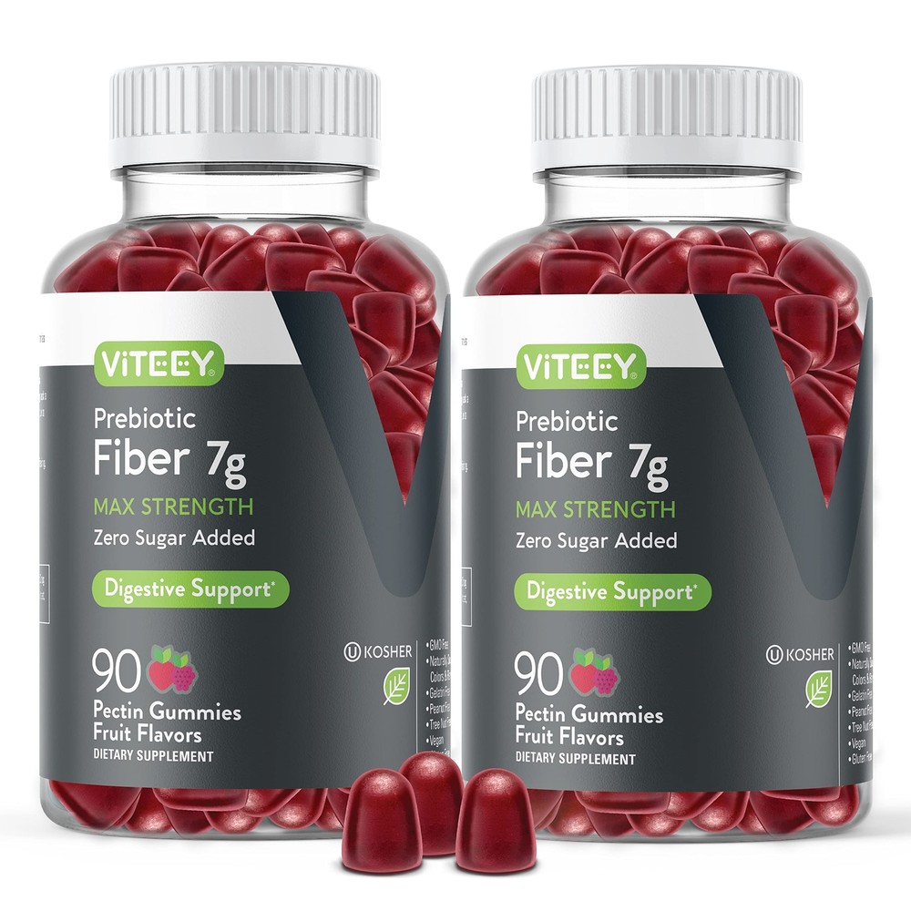 Prebiotic Fiber Gummies for Adults, 7g - Zero Sugar Added - Fiber Gummies for...