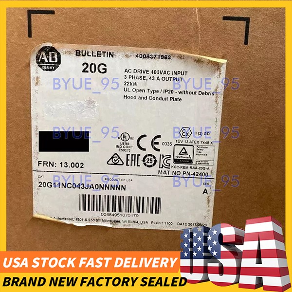 Brand New Allen-Bradley 20G11NC043JA0NNNNN 400V 3-Phase High-Performance VFD