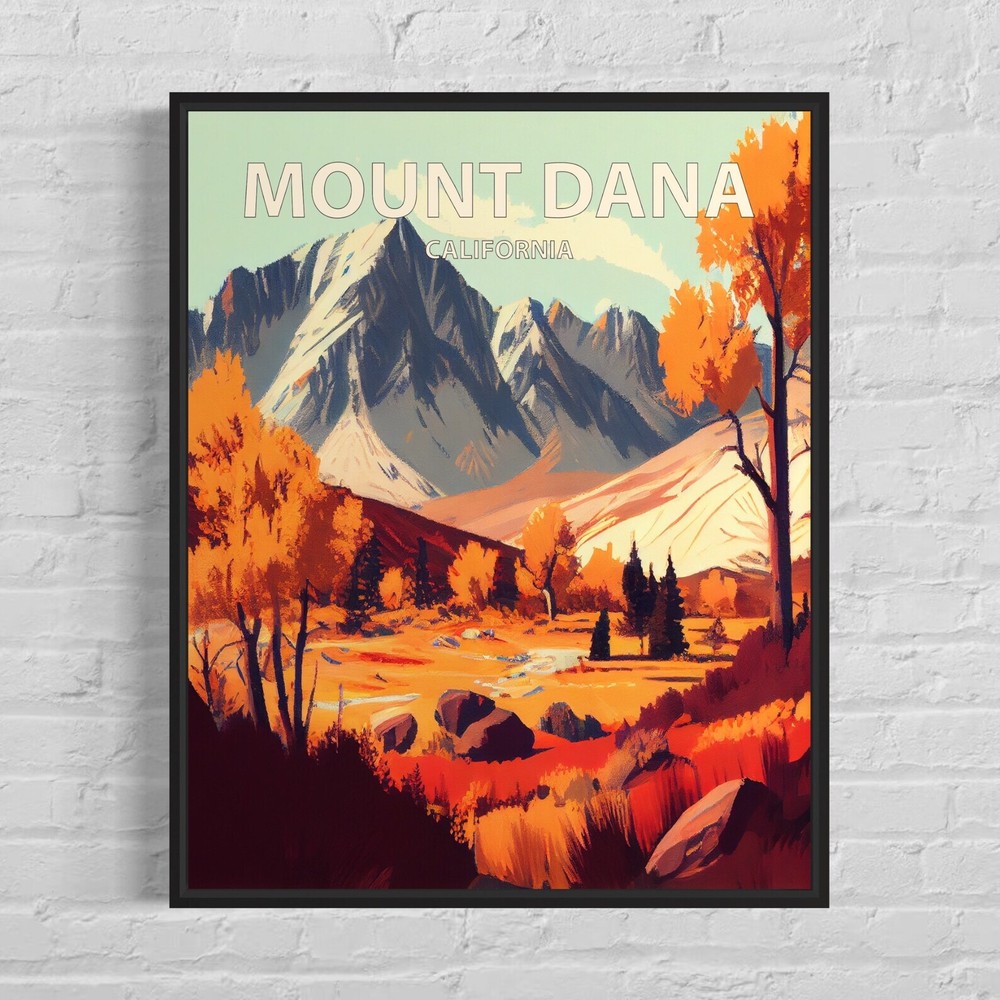 Mount Dana California Retro Art Print Mount Dana Wall Art Painting Mount Dana