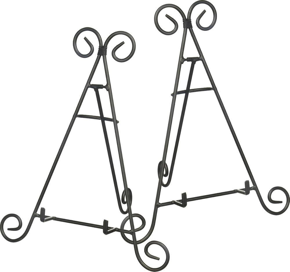 Set of 2 12-inch Iron Display Stands for Pictures Books Plates Art and More