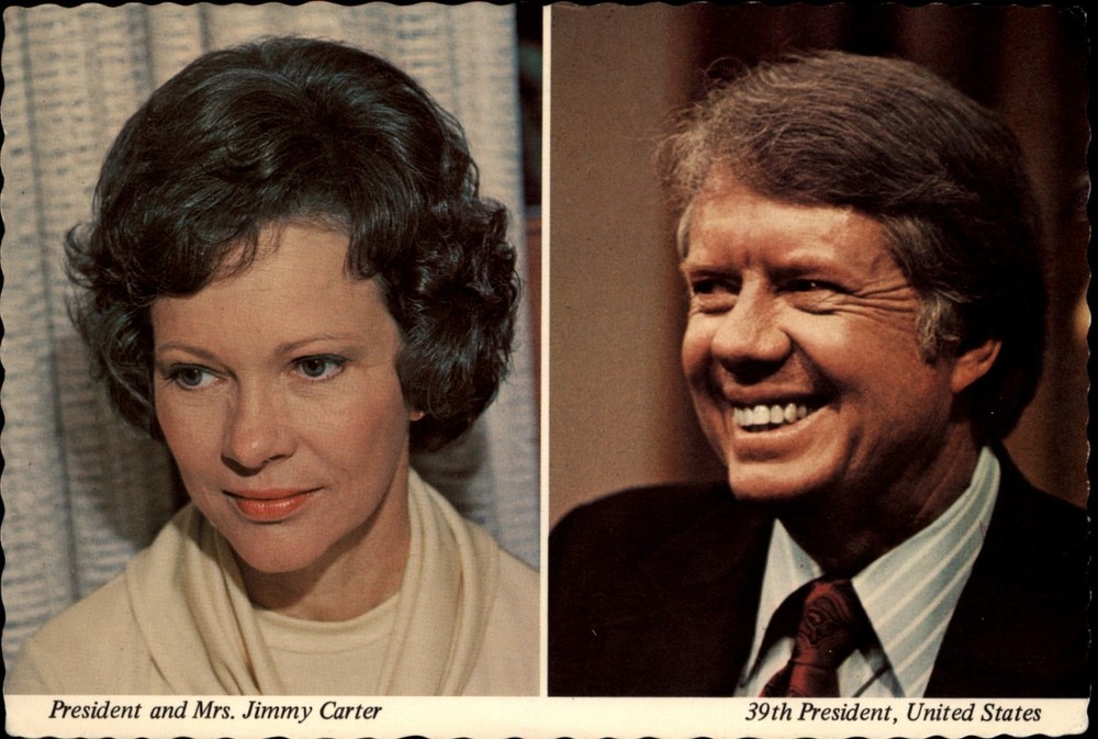 President and Mrs Jimmy Carter Rosalynn Carter Atlanta Georgia vtg postcard a205