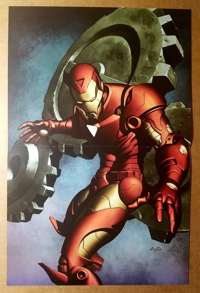 Iron Man Marvel Comic Gears Poster by Adi Granov - Stunning Superhero Artwork