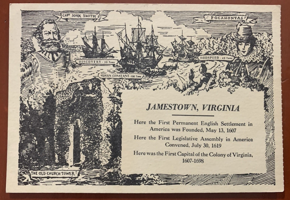 Virginia VA Jamestown Island Church Tower Postcard Old Vintage Postcard