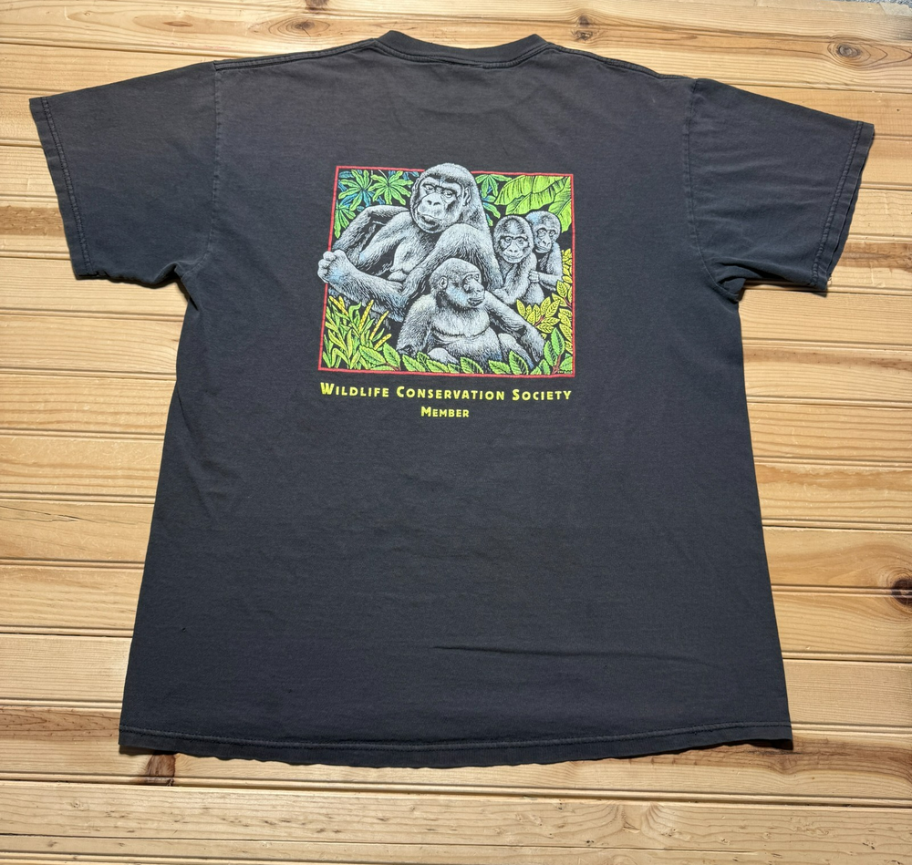 Vintage 90s WCS Wildlife Conservation Society Gorilla Animal Souvenir Shirt - XL