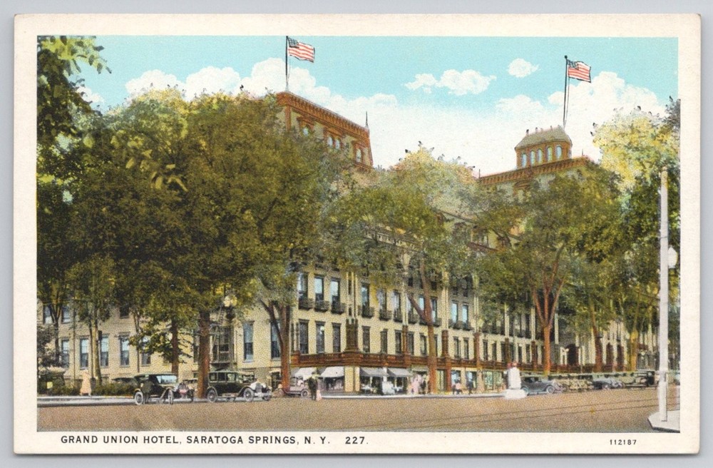 Grand Union Hotel Saratoga Springs NY Postcard Vintage C.T. American Art