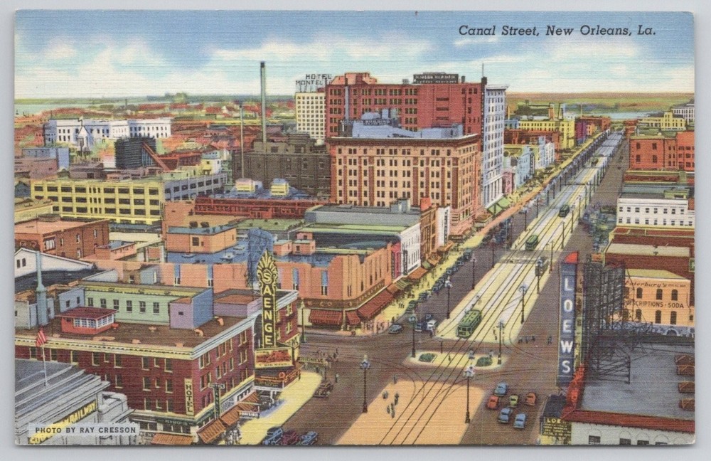 Canal Street New Orleans LA Postcard C.T. Art-Colortone Ray Cresson Photo