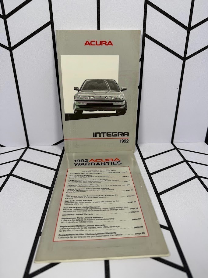 1992 Acura Integra Complete Factory Owner's Manual Set Warranty 1.8L DOHC Honda