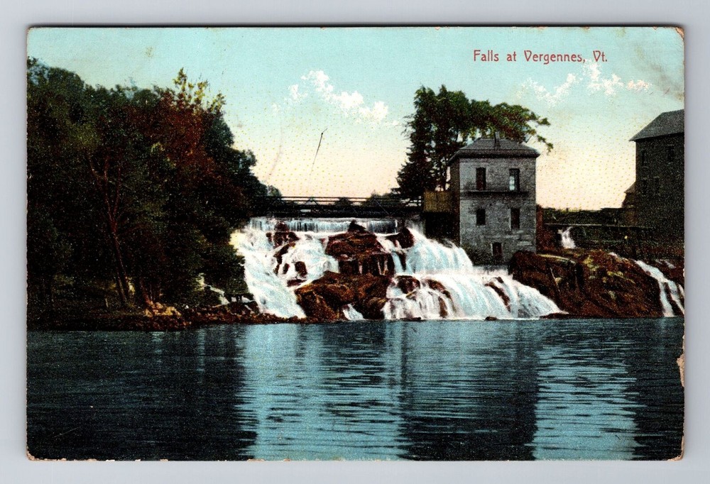 Vergennes VT-Vermont, Falls, Antique, Vintage c1910 Souvenir Postcard