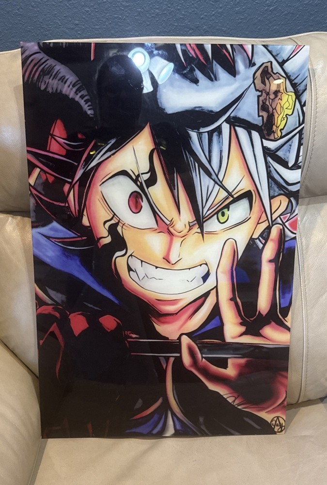Autographed Asta Black Clover Acrylic Art 16 X24