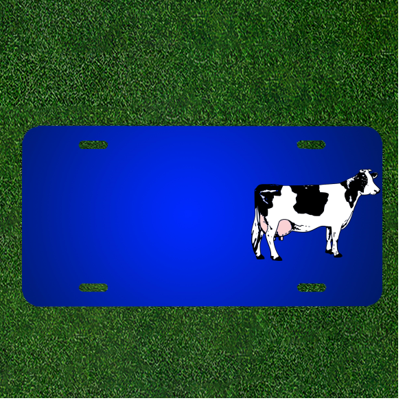 Custom Personalized License Plate With Add Names To Black Blanche Cow Grass