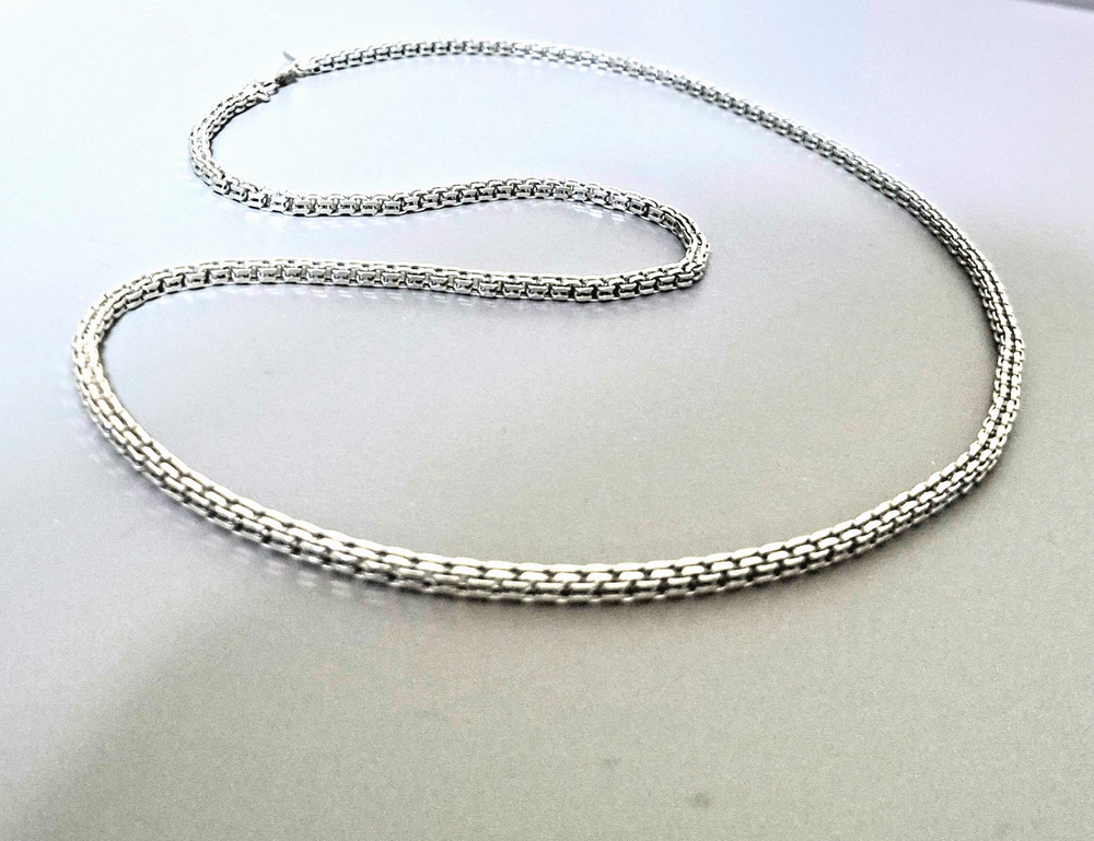 Vintage Monet Chain Necklace Silver Tone Square Double Link 3mm 24