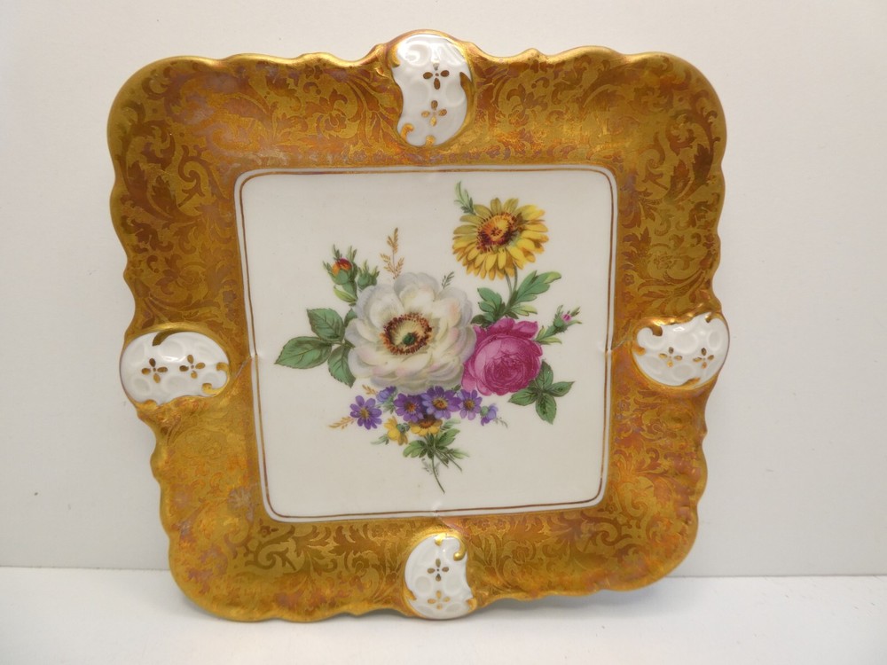 VINTAGE ROSENTHAL KRONACH MOLIERE GERMANY FLORAL GILT PORCELAIN PLATE