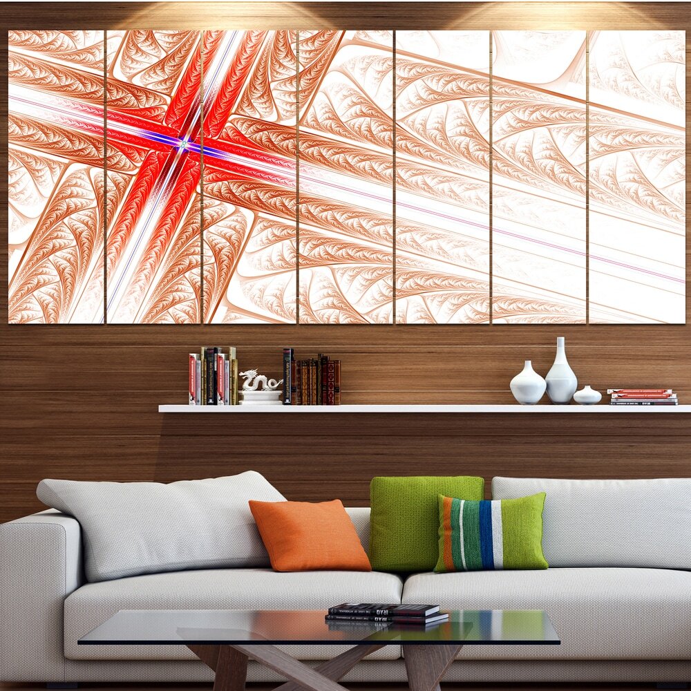 Designart Oversized Red Fractal Cross Abstract Canvas Art