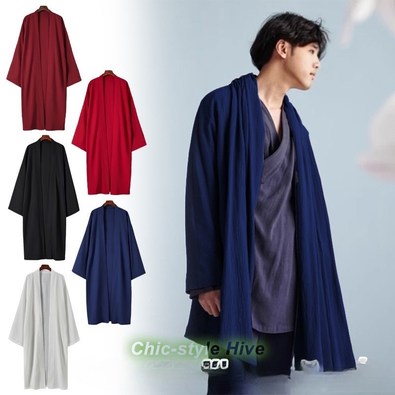 Long Hanfu Cloak Unisex Japanese Kimono Poncho Summer Casual Yukata Cardigan NEW