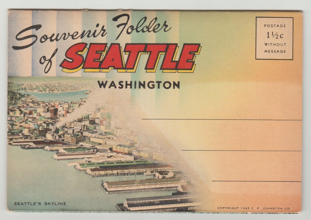 Washington, Seattle, Linen Souvenir Folder/Multi Views