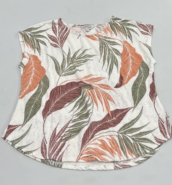 Orvis Women's Linen Blend Short Sleeve Top, Multi, Size S