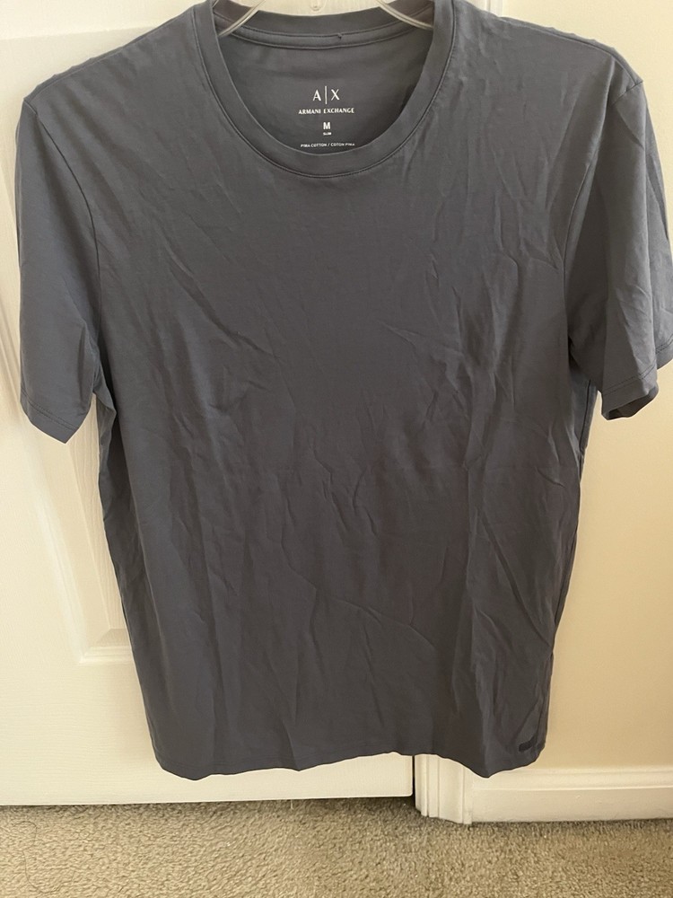 Armani Exchange Men's Slim Fit Gray Cotton Jersey Logo Crew Neck T-Shirt M