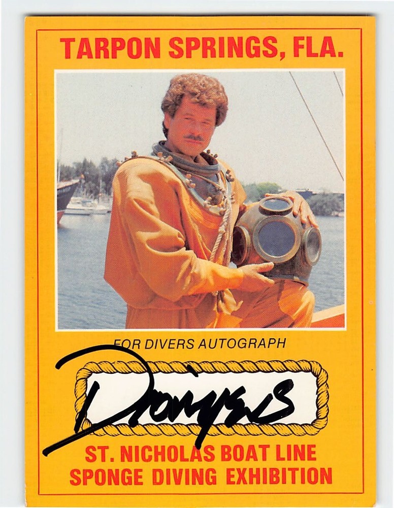 Postcard St. Nicholas Boat Line Sponge Diving Exhibition Tarpon Springs FL USA