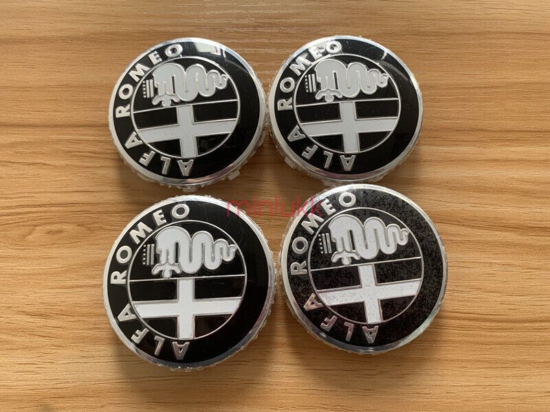 4x 60mm Alfa Romeo Alloy Wheel Centre Cap Black Set Decal Emblem Badge Logo