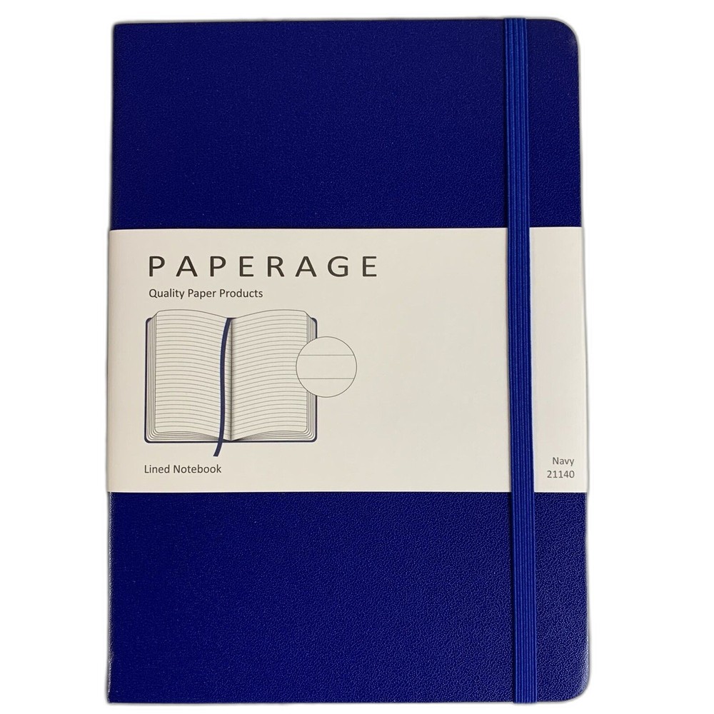 Paperage Lined Journal Notebook Hard Cover  5.7 x 8 inches Navy Blue