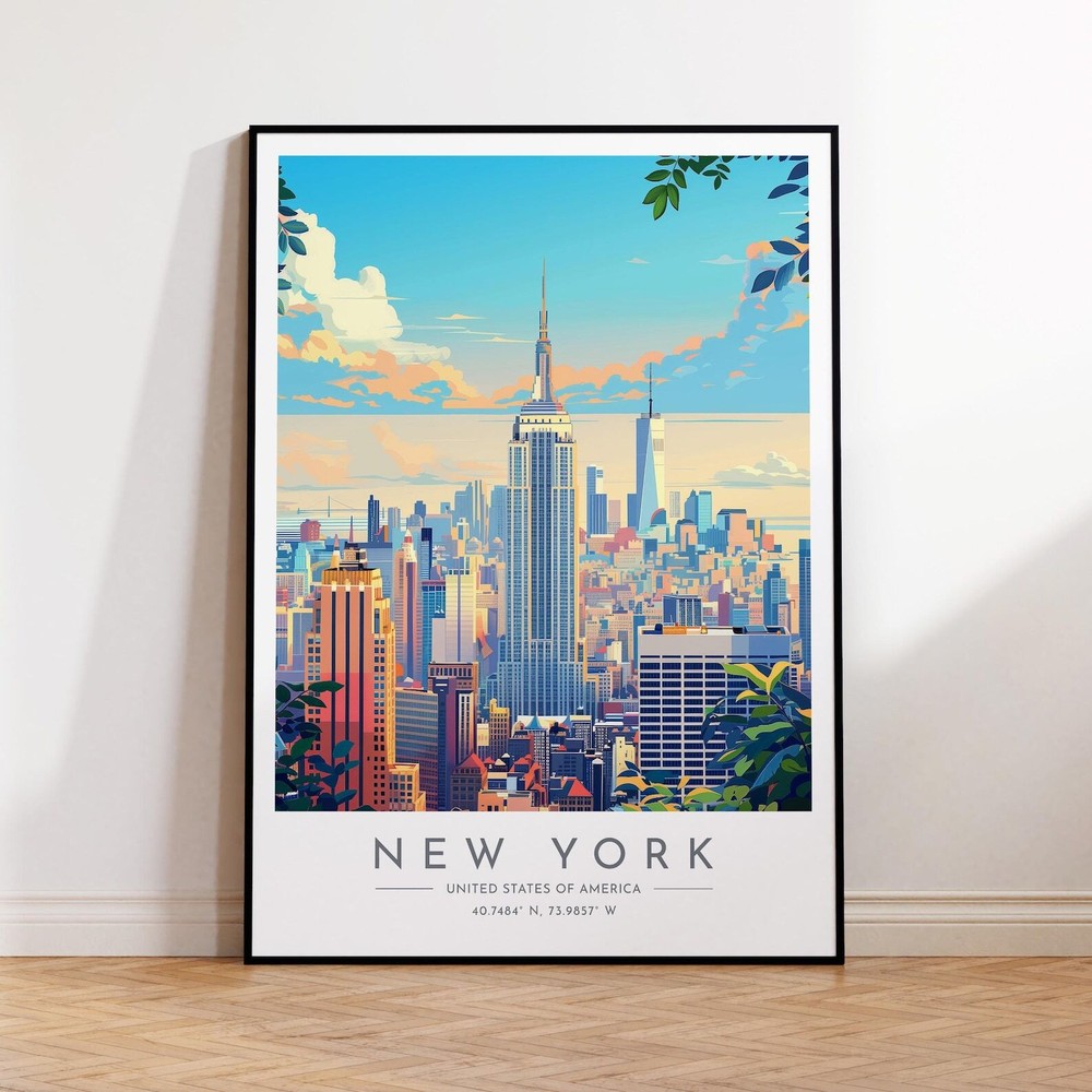 New York Travel Poster United States New York Print Home Decor Print Framed Or