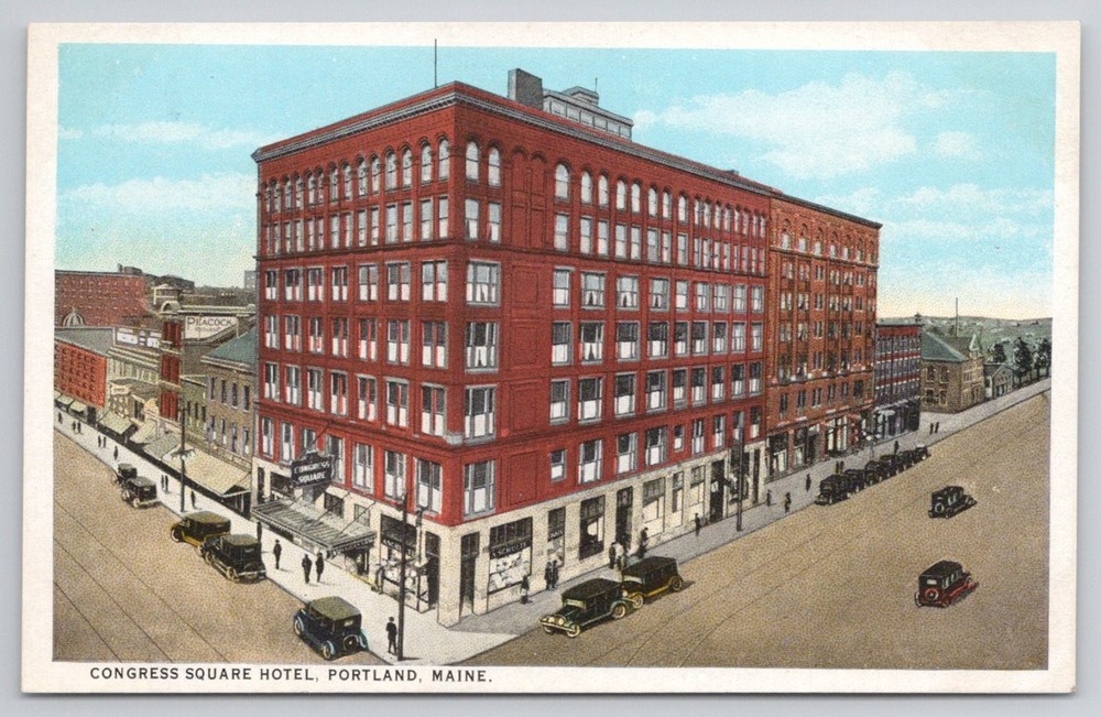 Congress Square Hotel Portland Maine Vintage Postcard C.T. American Art
