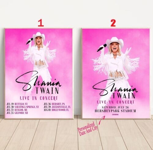Shania Twain 2025 Tour Custom Concert Poster