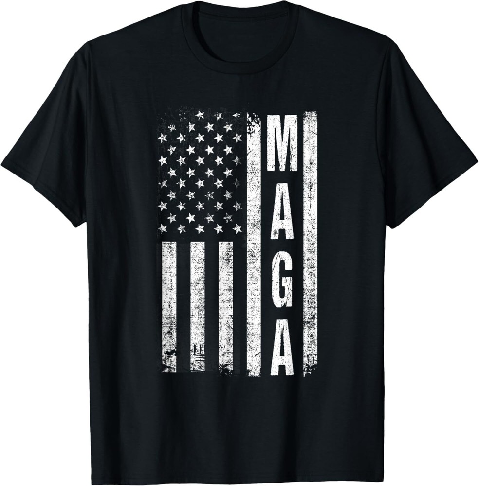 MAGA Flag Donald Trump 2024 T-shirt Presidential Election T-Shirt Small, Black