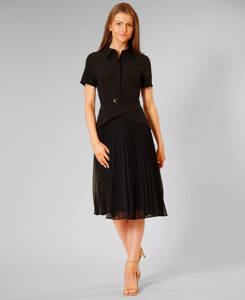 julia jordan Women's Dress Sz 12 Mixed-Media Pleated Midi