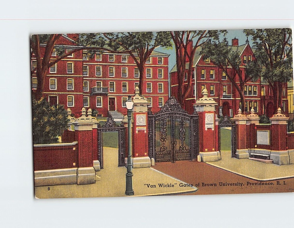 Postcard Van Wickle Gates of Brown University Providence Rhode Island USA