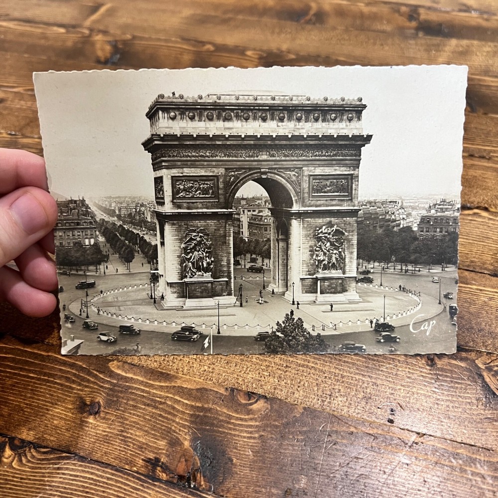 Vintage Postcard Arc De Triomphe Paris France Aerial View