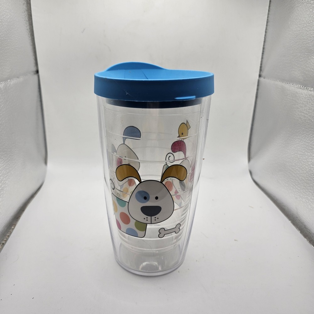 Tervis Tumbler 16 Oz With Polka Dot Puppies Dogs Bones Balls Bird Travel Cup