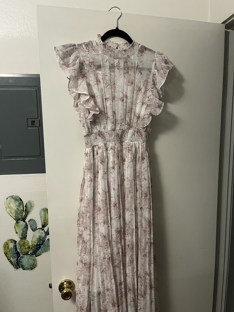 Pink And Cream Floral Dress Japanese Style Size Medium Women’s