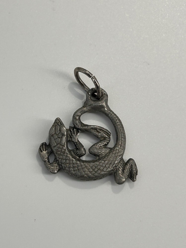 Vintage Pewter Lizard Gecko Charm Pendant