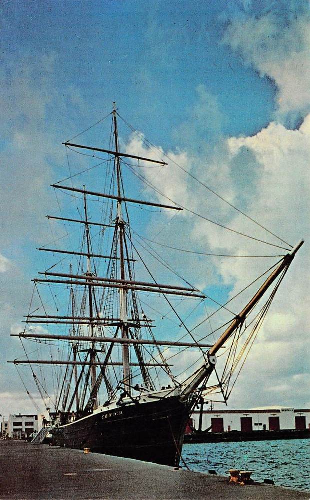 San Diego California Harbor Star of India Sailing Ship Vessel Vtg Postcard B24