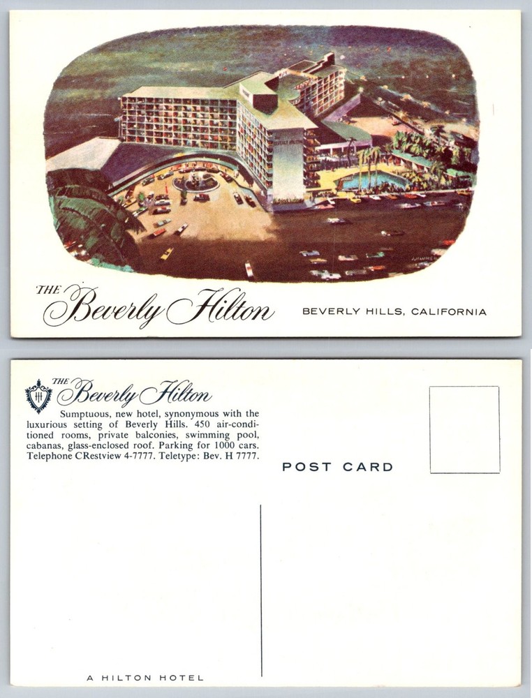 Vintage The Beverly Hilton Hotel Postcard Beverly Hills California Resort