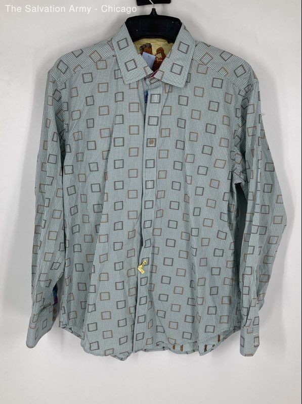 Robert Graham Mens Blue Long Sleeve Collared Button-Up Shirt Size Large