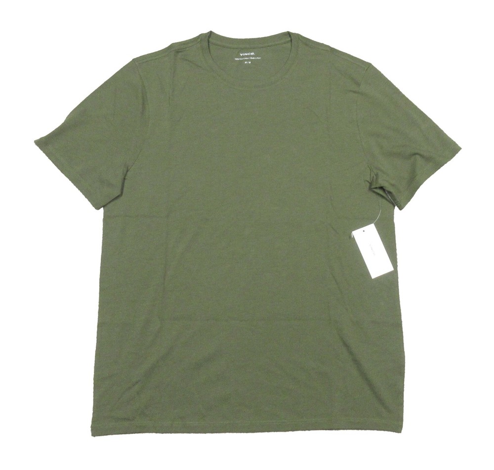 Vince Men's Olive Green Pima Cotton Crew-Neck Short Sleeve T-Shirt