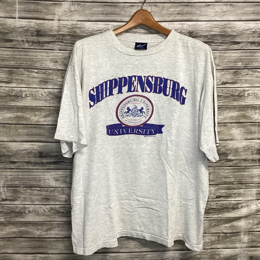 Vintage Shippensburg University Shirt Men XL Gray Graphic Tee J&M Sportswear 90s