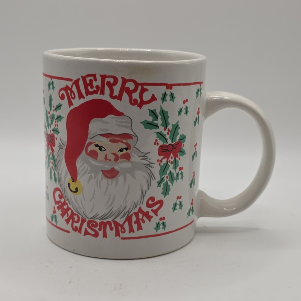 VTG Merry Christmas Santa Claus Face Holiday Mug