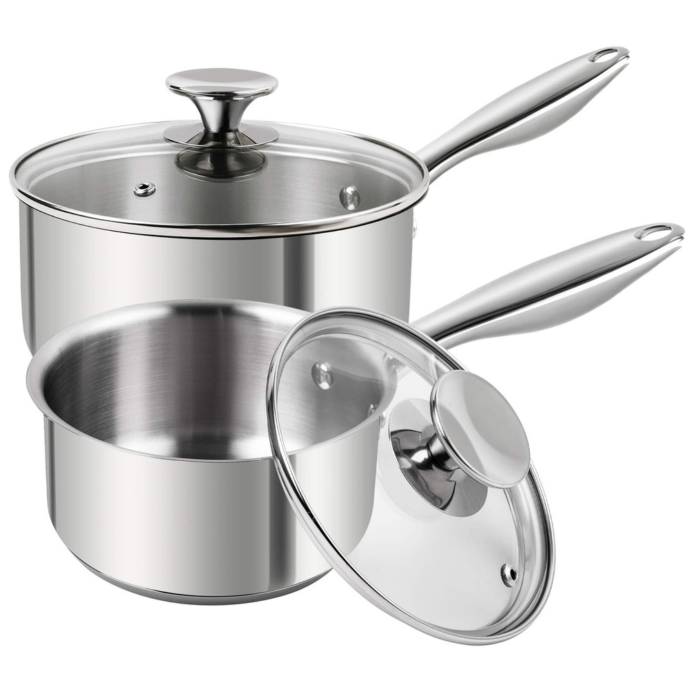 Stainless Steel 1Qt & 2Qt Saucepan Set with German Technology