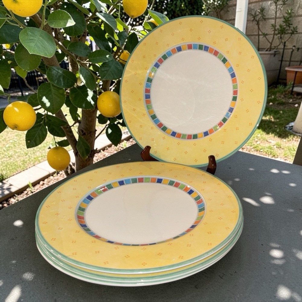 Villeroy & Boch Set of 4 Twist Alea Limone Dinner Plates, 10.5”