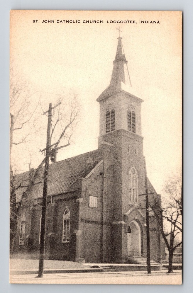 Loogootee IN-Indiana, St. John Catholic Church, Exterior, Vintage Postcard