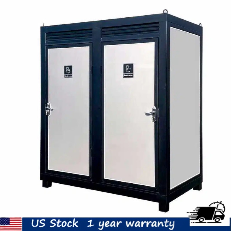 Two-Person Restroom Mobile Toilet Cabin Outdoor Restroom w/ Light Sink Vent Fan
