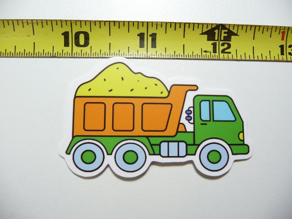 Cartoon Dump Truck with Dirt Decal Sticker for Construction Equipment