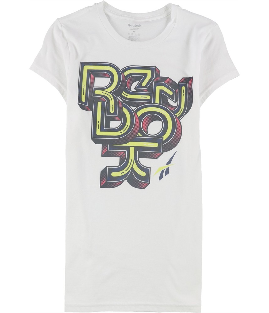 Reebok Womens Abstract Logo Graphic T-Shirt, white, XS-image