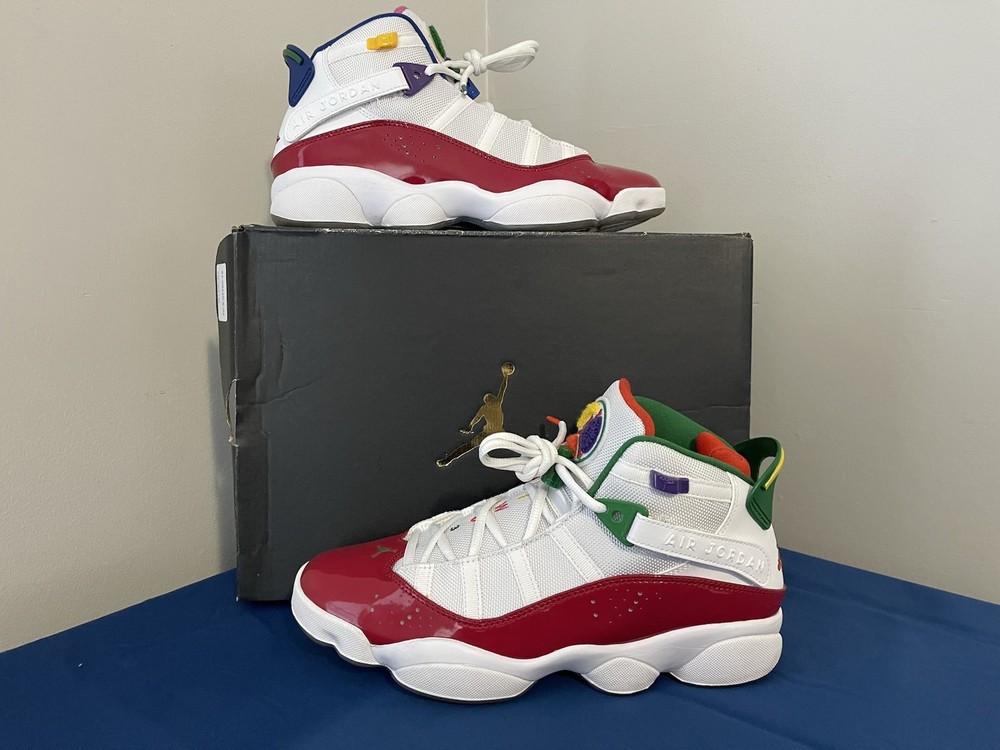 Jordan 6 Rings White/Rush Blue-Gym Red Size 9 CW7003 100 100% Authentic
