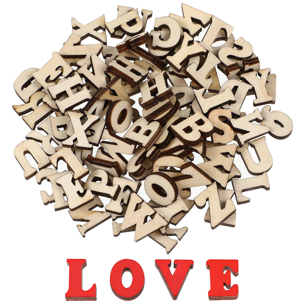 200pc Wooden Cutouts Blank Painting Chips English Letter Slices Craft Making