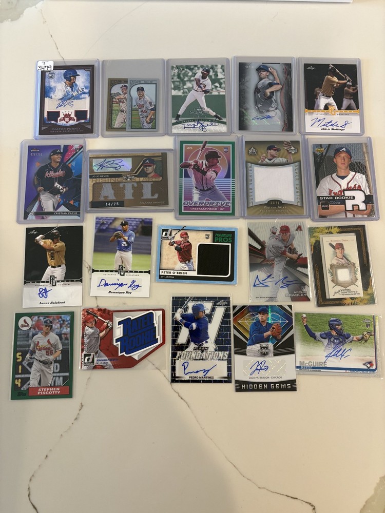 MLB Lot 20 Cards All Autos, Numbered, Patches, Rookies, Relics