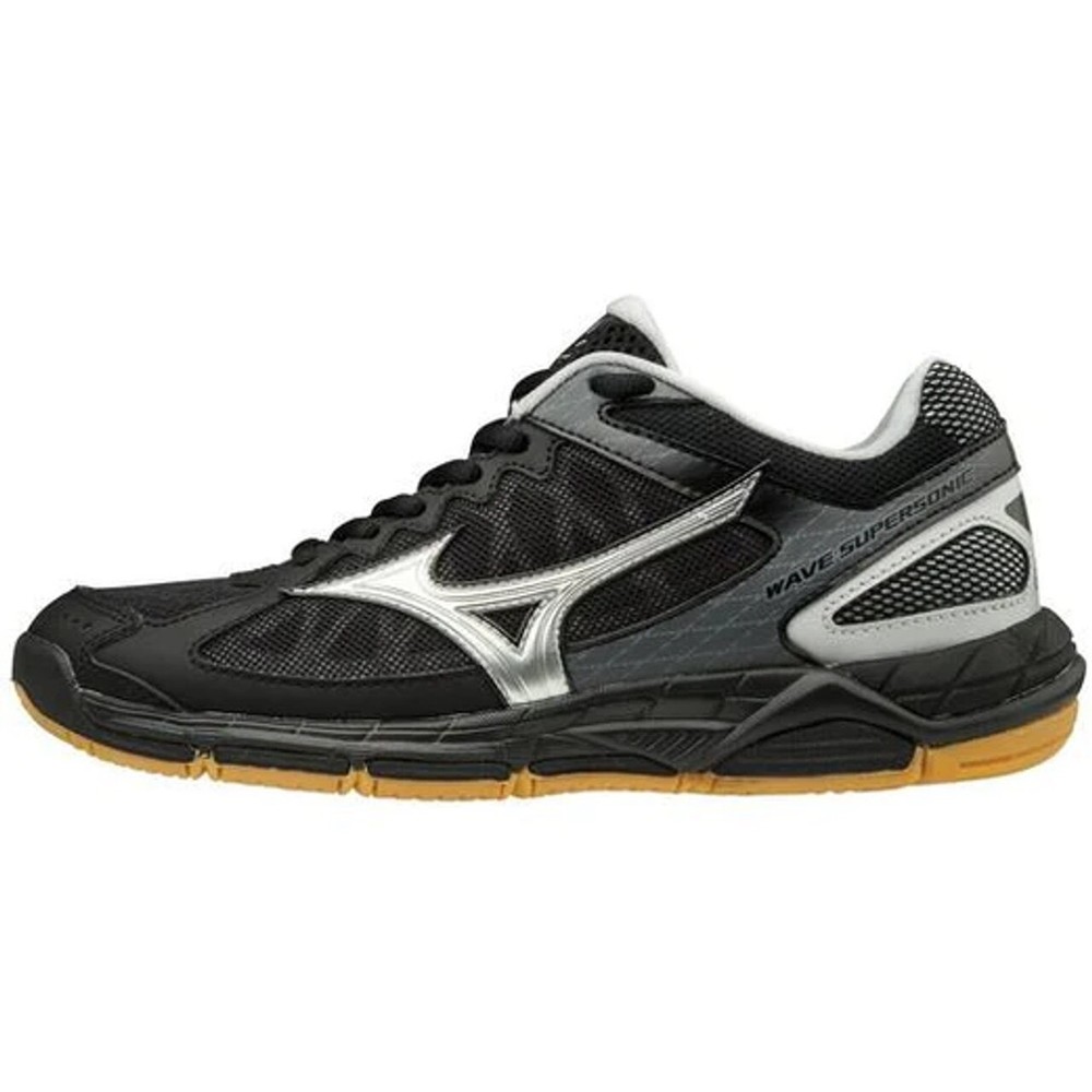Women Mizuno Wave Supersonic Volleyball Shoes Size 7.5 Black Silver 430240.9073
